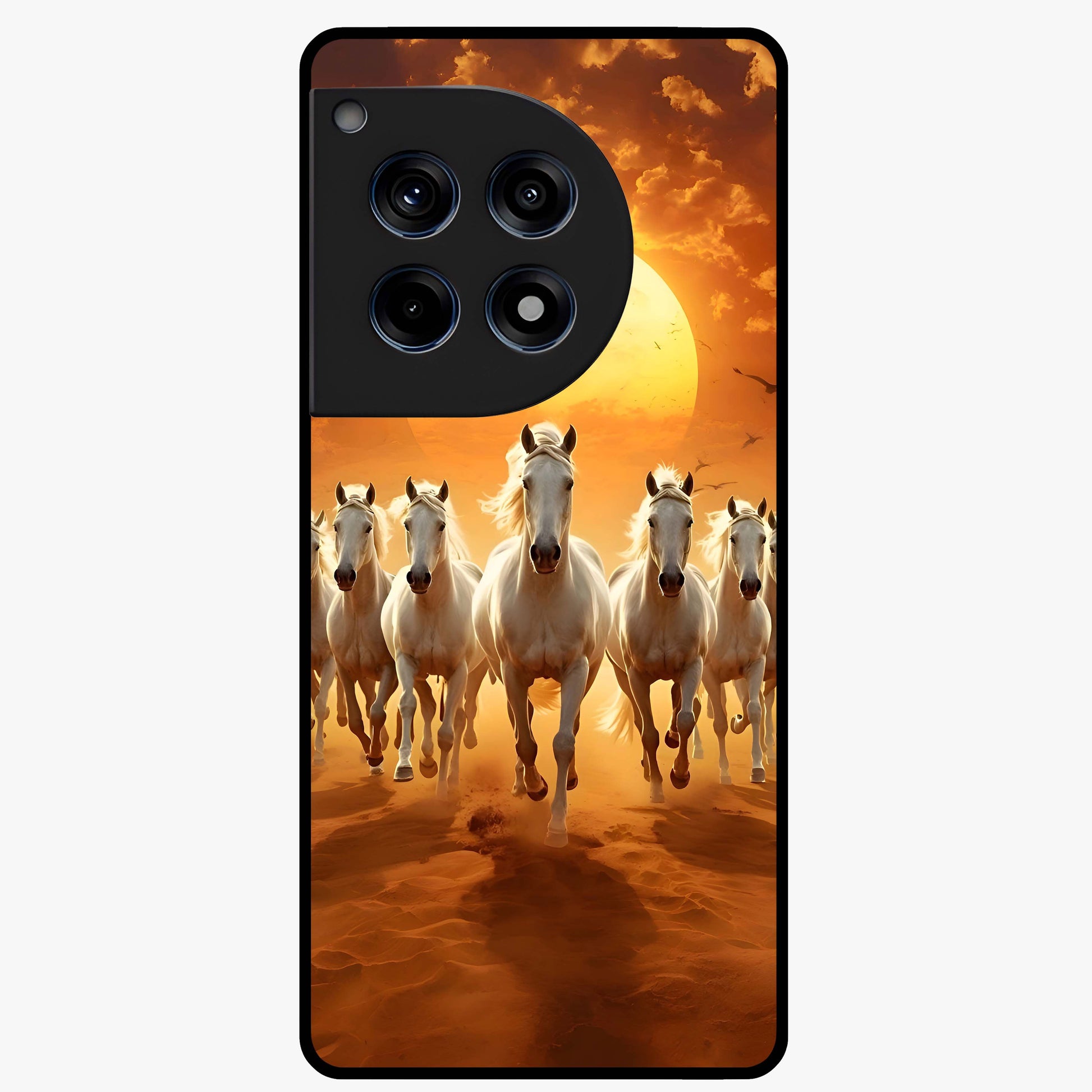 Wild Sunset Majesty Glass Case for 1+12R dramatic front view featuring bold sunset landscape artwork