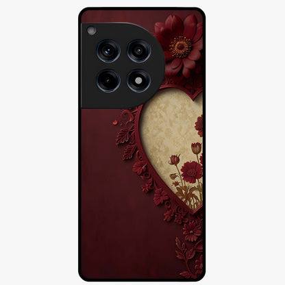 Wine Heart Vintage Art Glass Case for 1+12R romantic front view featuring heart shaped vintage wine inspired artwork
