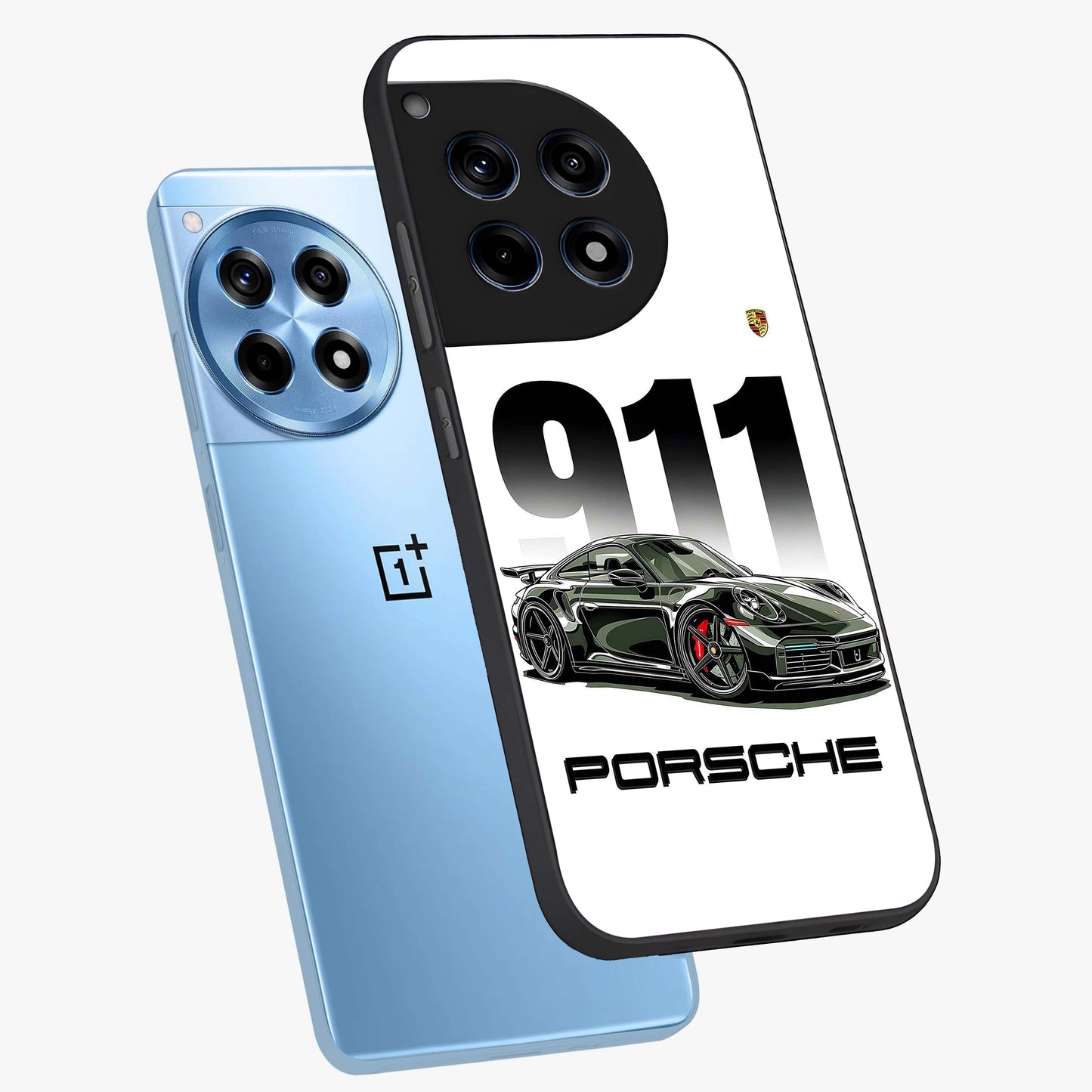 911 Turbo Dominance Glass Case for 1+12R premium angled mockup showcasing glossy glass finish and racing inspired design