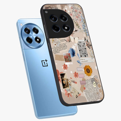 Aesthetic Butterfly Glass Case for 1+12R angled mockup showcasing glossy glass finish and delicate wing details