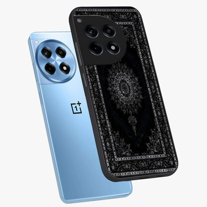 Black Persian Carpet Glass Case for 1+12R angled mockup showcasing glossy finish and detailed ornamental design