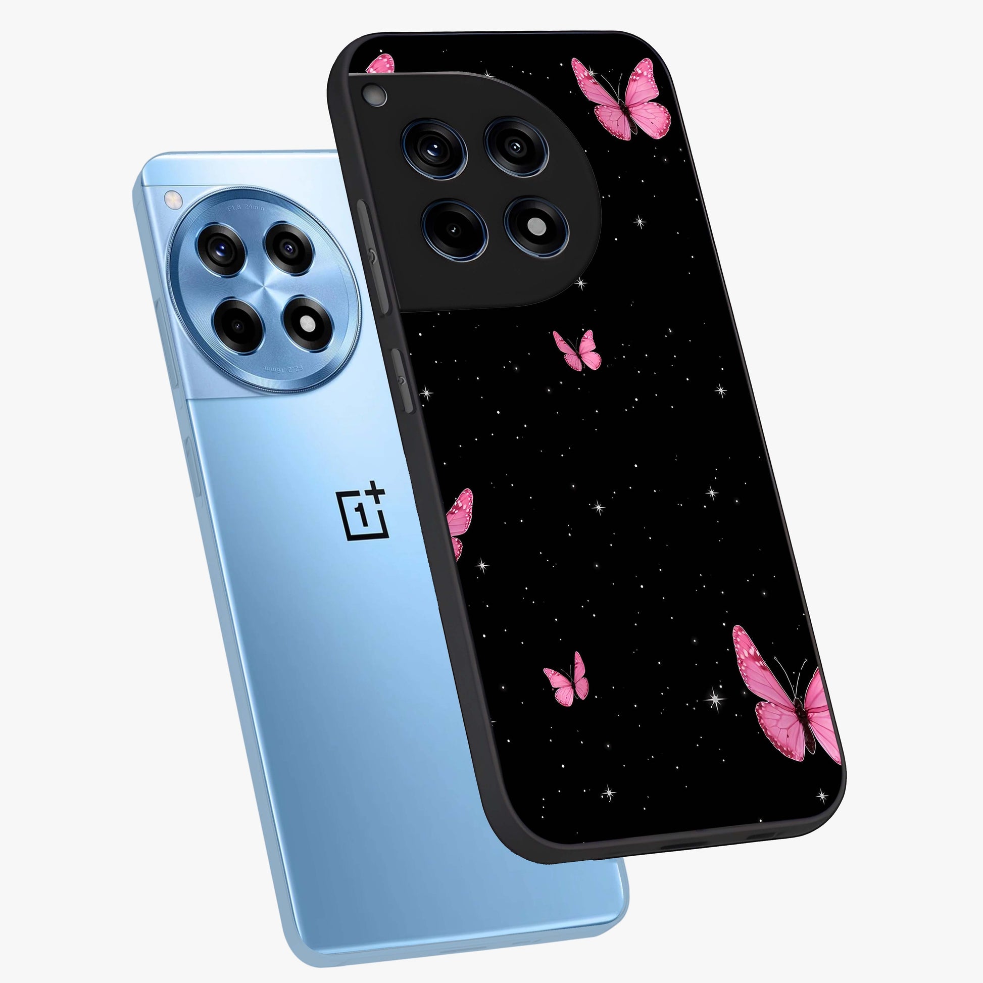 Blinking Butterfly Glass Case for 1+12R captured at a warm angle highlighting soft wing details, gloss, and edge clarity.