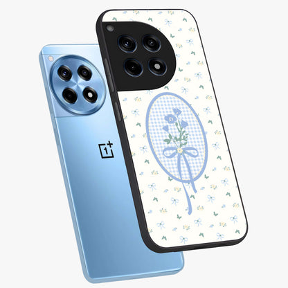 Blue Ribbon Bloom Glass Case for 1+12R angled mockup showcasing glossy finish and delicate bloom detailing