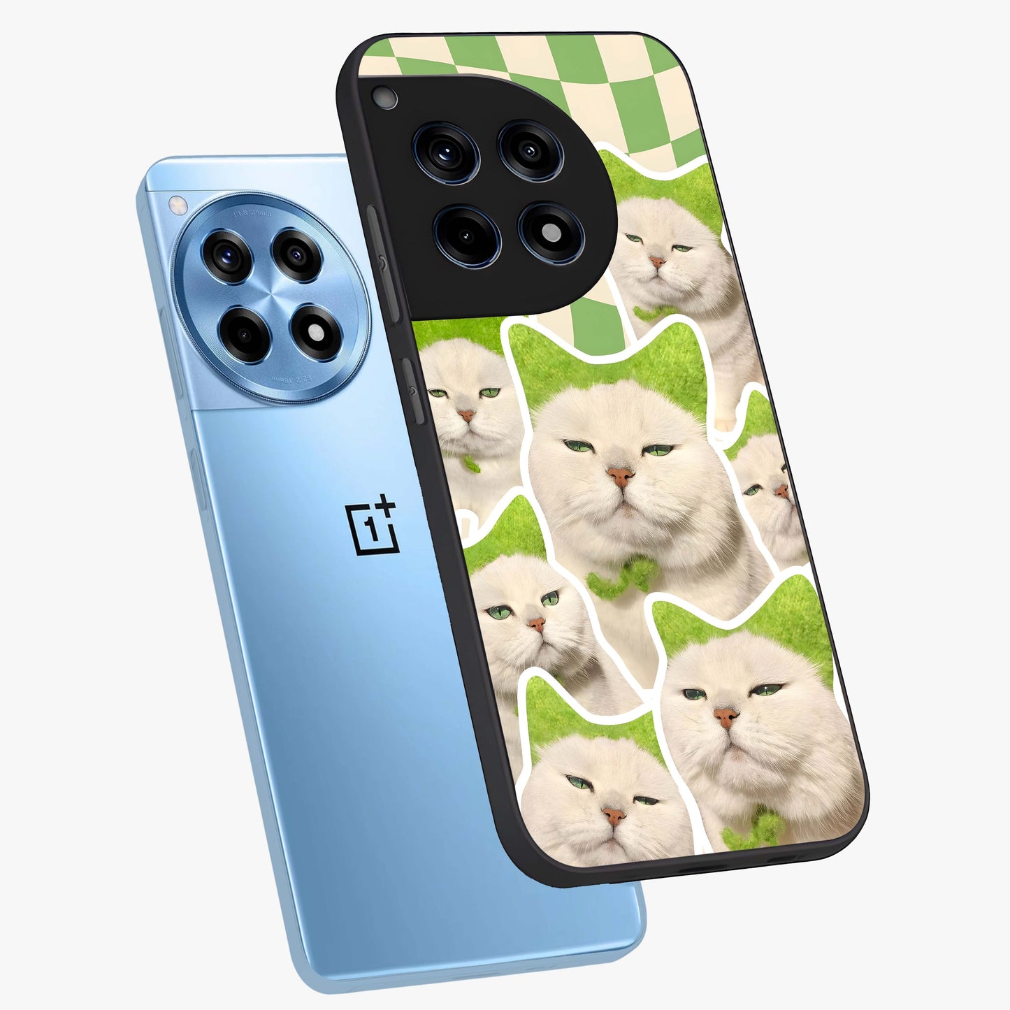 Cats Ethereal Bloom Glass Case for 1+12R angled mockup showcasing glossy finish and dreamy pastel tones