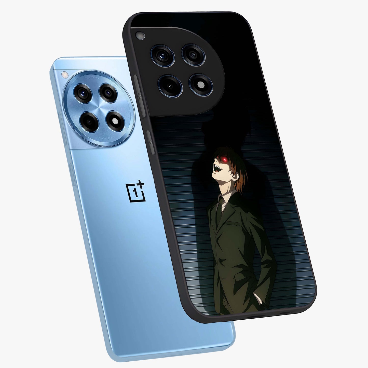 Crimson Shadow King Glass Case for 1+12R angled mockup showcasing glossy finish and dark royal aesthetic