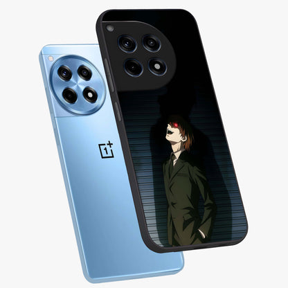 Crimson Shadow King Glass Case for 1+12R angled mockup showcasing glossy finish and dark royal aesthetic