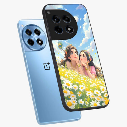 Daisy Daydream Love Glass Case for 1+12R angled mockup showcasing glossy finish and pastel bloom tones