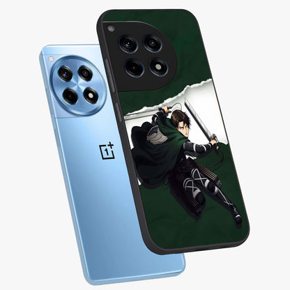 Emerald War Vanguard Glass Case for 1+12R angled mockup showcasing glossy finish and bold fantasy detailing