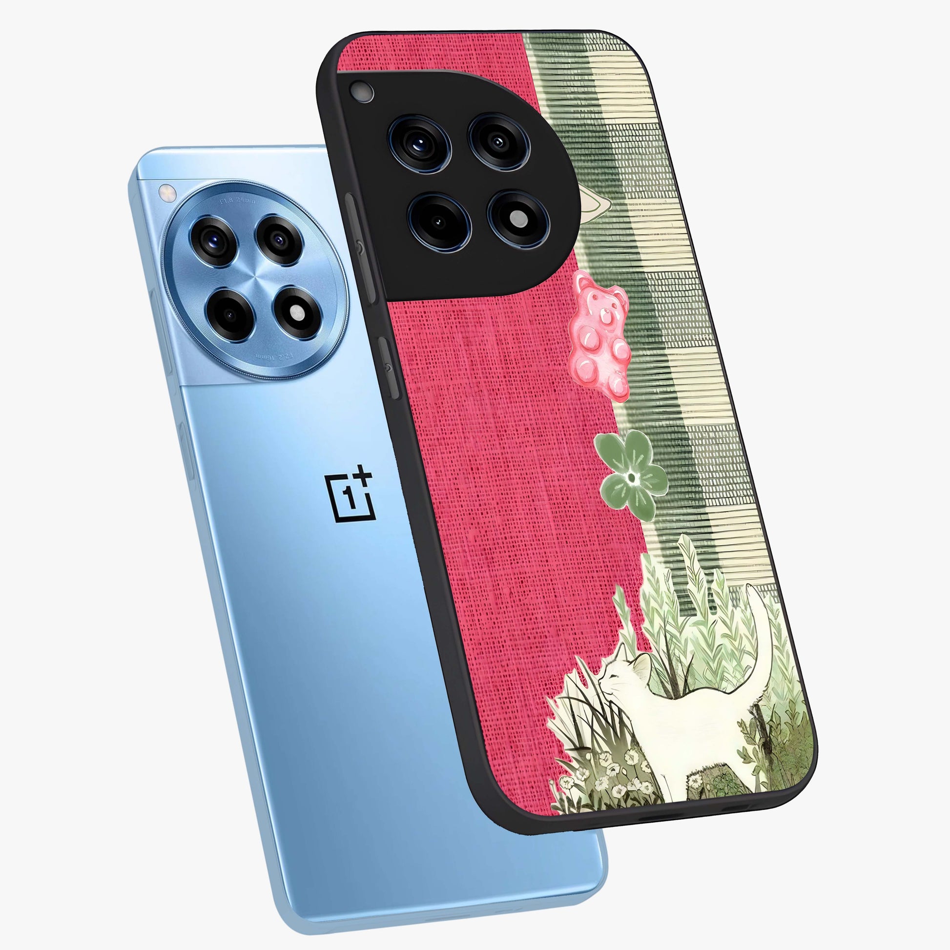 Fabric Patterns Glass Case for 1+12R angled mockup showcasing glossy finish and intricate fabric detailing