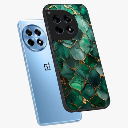Geometric Polyester Pattern Glass Case for 1+12R angled mockup showcasing glossy finish and clean structured detailing
