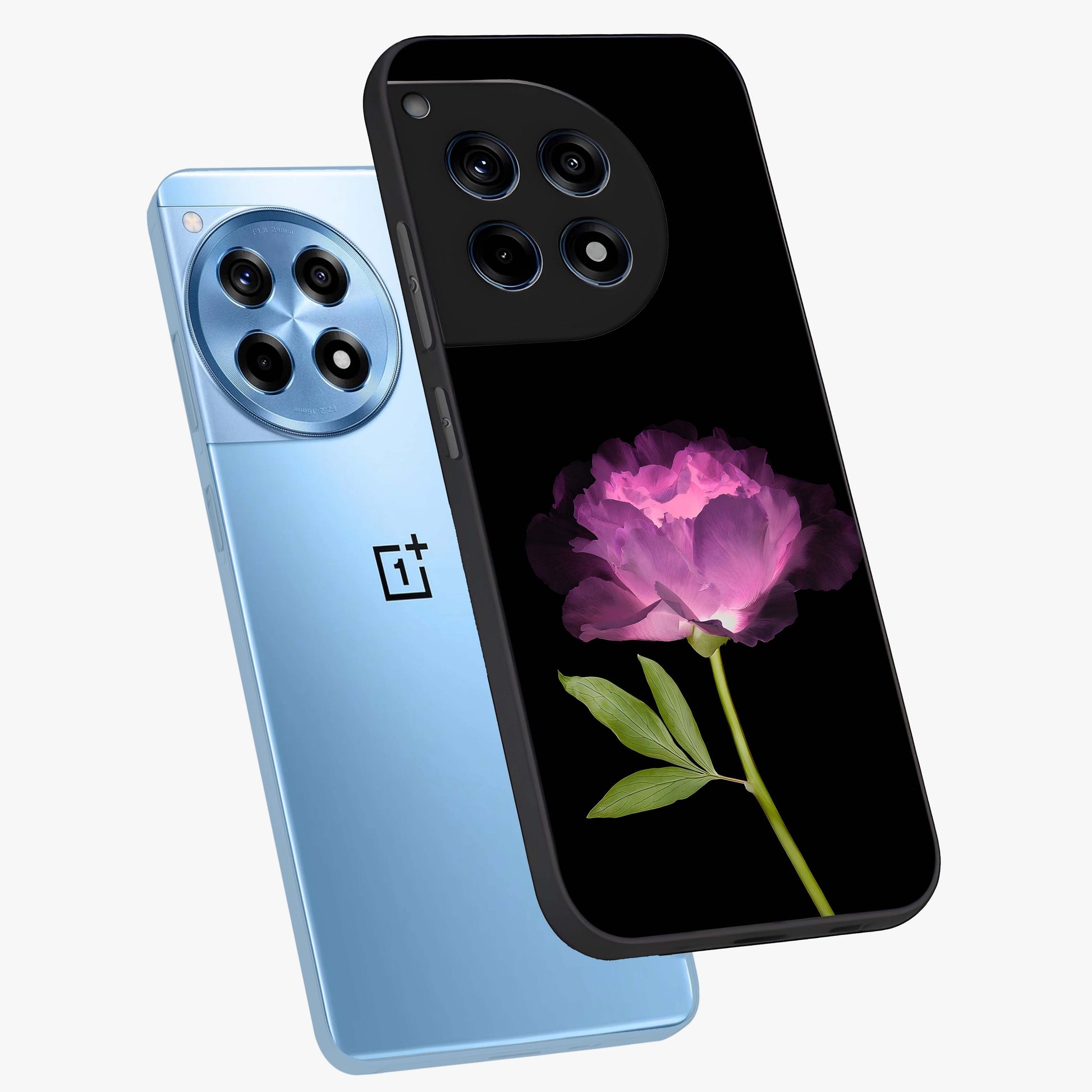 Glow Petal Bloom Glass Case for 1+12R angled mockup showcasing glossy finish and vibrant petal detailing