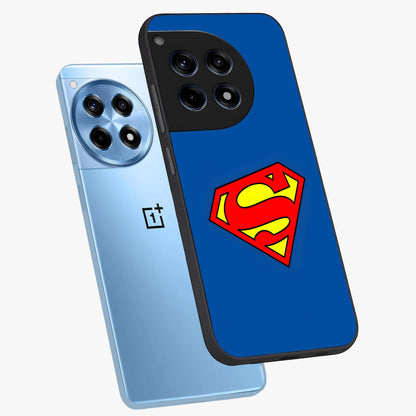 Legendary Hero Emblem Glass Case for 1+12R angled mockup showcasing glossy glass finish and strong graphic detailing
