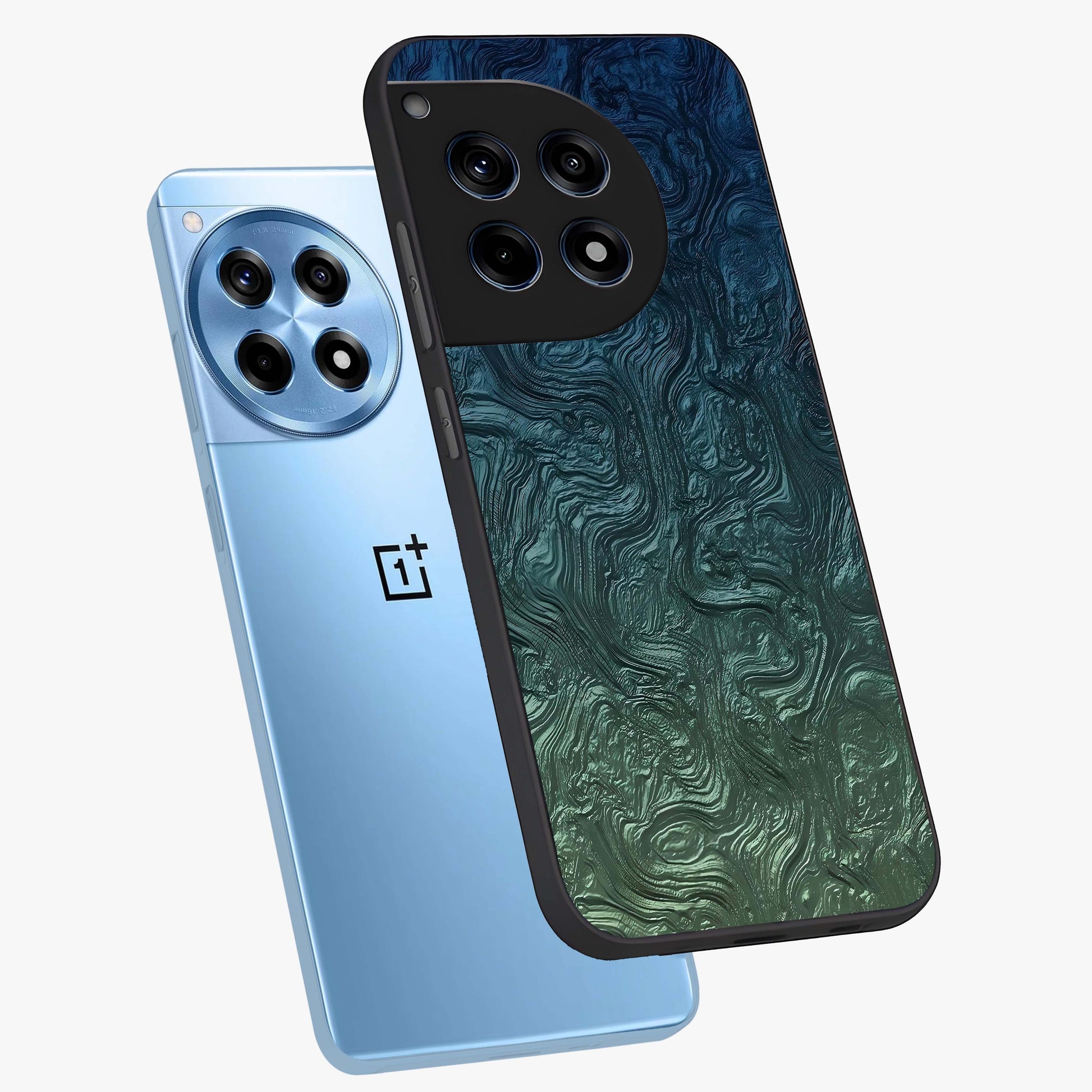 Marble Dream Blur Glass Case for 1+12R angled mockup showcasing glossy finish and smooth gradient tones