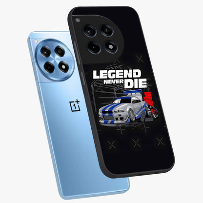 Midnight Racing Legacy Glass Case for 1+12R angled mockup showcasing glossy glass finish and dynamic motion detailing