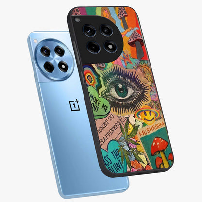 Mystic Eye Wonderland Glass Case for 1+12R angled mockup showcasing glossy finish and vibrant cosmic tones