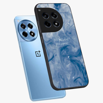 Repeat Your Destiny Glass Case for 1+12R angled mockup showcasing glossy finish and clean modern detailing