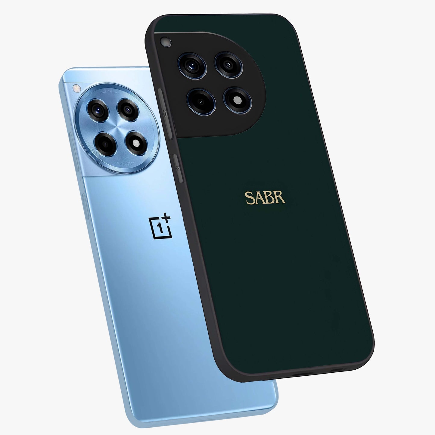 Sabr Minimal Patience Glass Case for 1+12R angled mockup showcasing glossy finish and subtle modern tones