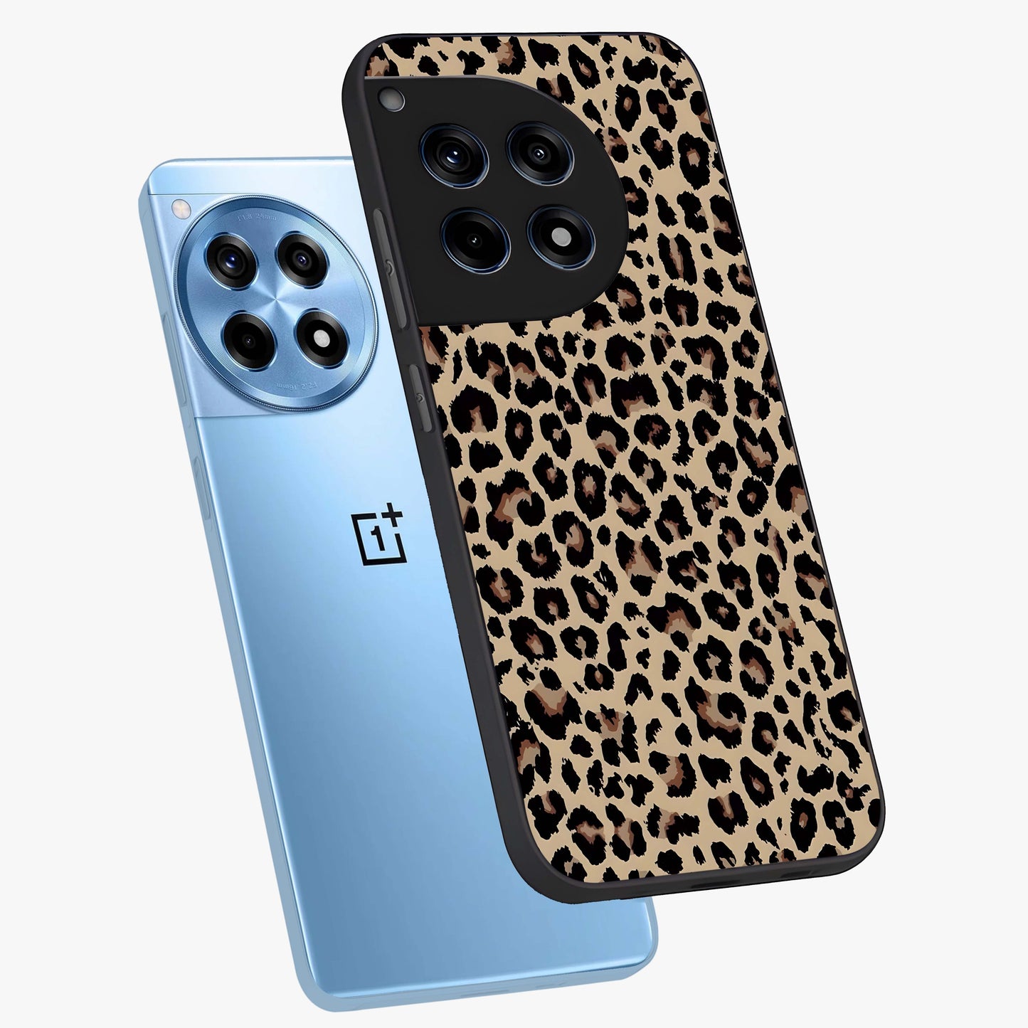 Savage Chic Pattern Glass Case for 1+12R angled mockup showcasing glossy finish and modern graphic detailing