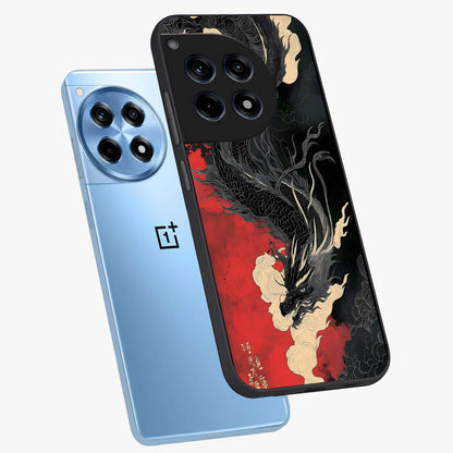 Shadow Dragon Fury Glass Case for 1+12R angled mockup showcasing glossy finish and powerful fantasy detailing