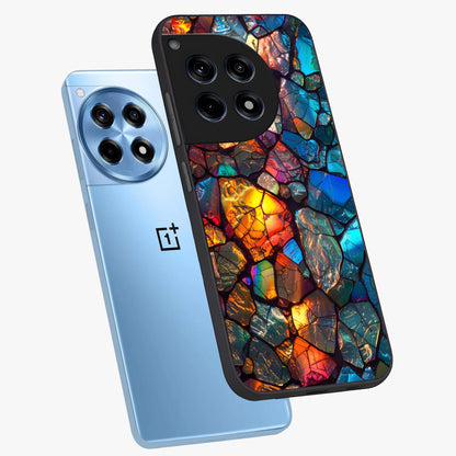 Shattered Light Glass Case for 1+12R angled mockup showcasing glossy finish and high contrast detailing