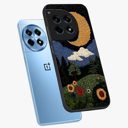 Sun and Moon Magic Design Glass Case for 1+12R angled mockup showcasing glossy finish and mystical gradient tones