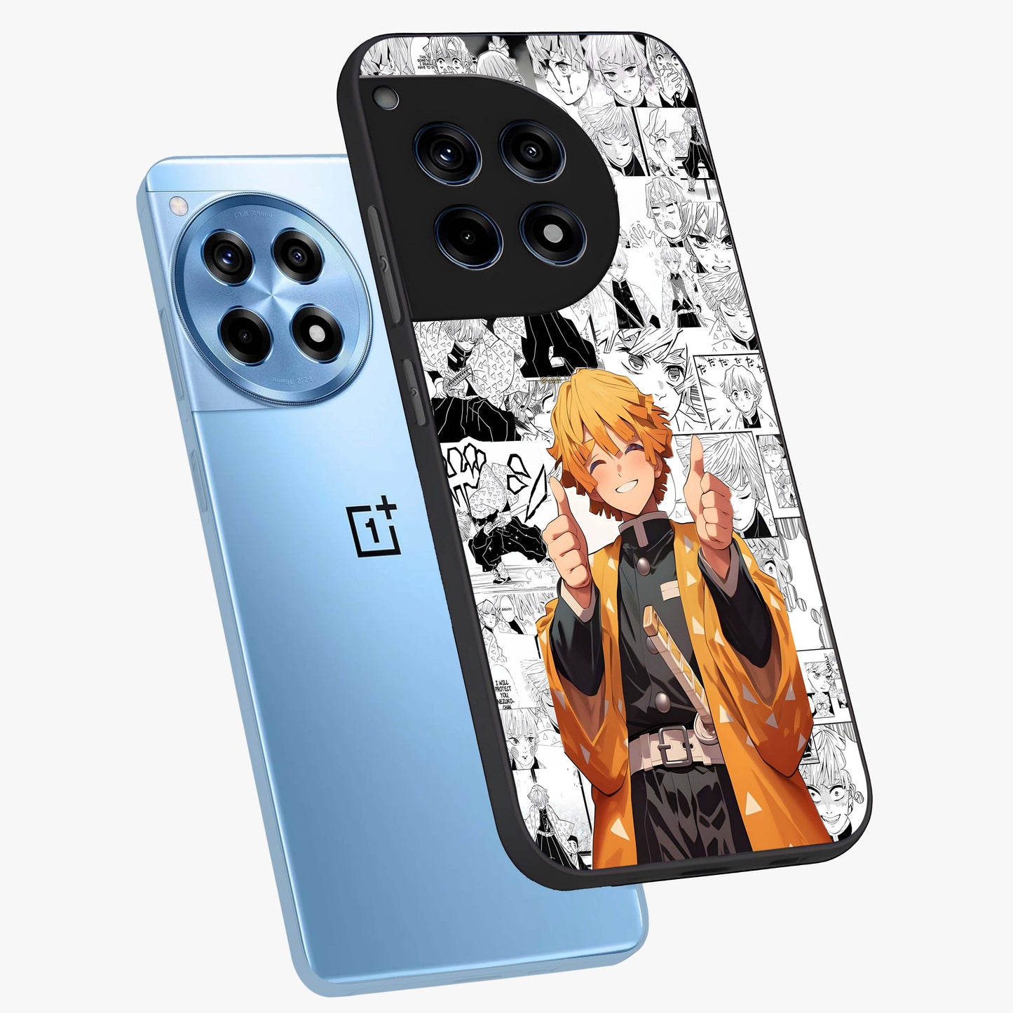 Thunder Smile Hero Glass Case for 1+12R angled mockup showcasing glossy glass finish and high energy detailing