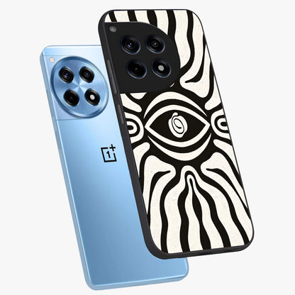 Trancewave Illusion Art Glass Case for 1+12R angled mockup showcasing glossy finish and psychedelic detailing