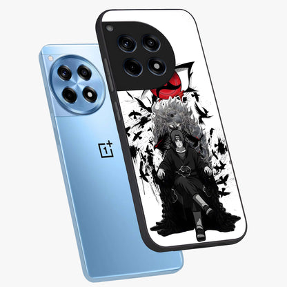 Uchiha Shadow Throne Glass Case for 1+12R angled mockup showcasing glossy finish and dramatic shadow detailing