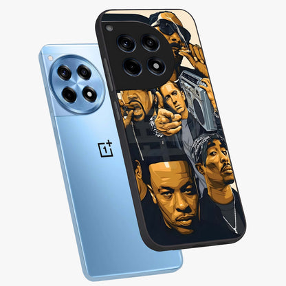 Urban Rap Legends Glass Case for 1+12R angled mockup showcasing glossy finish and edgy urban detailing