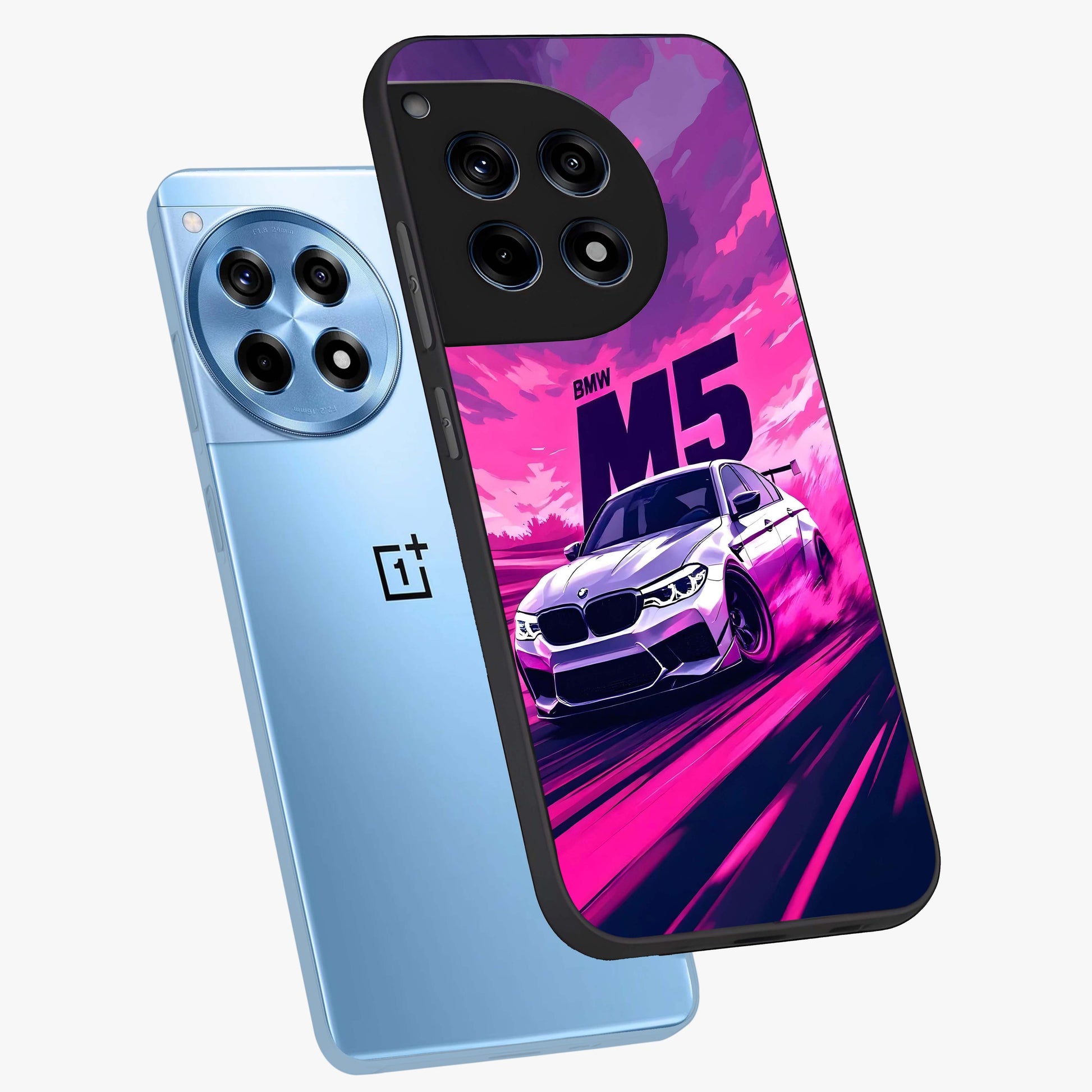 Velocity Drift Pulse Glass Case for 1+12R angled mockup showcasing glossy finish and bold speed gradients