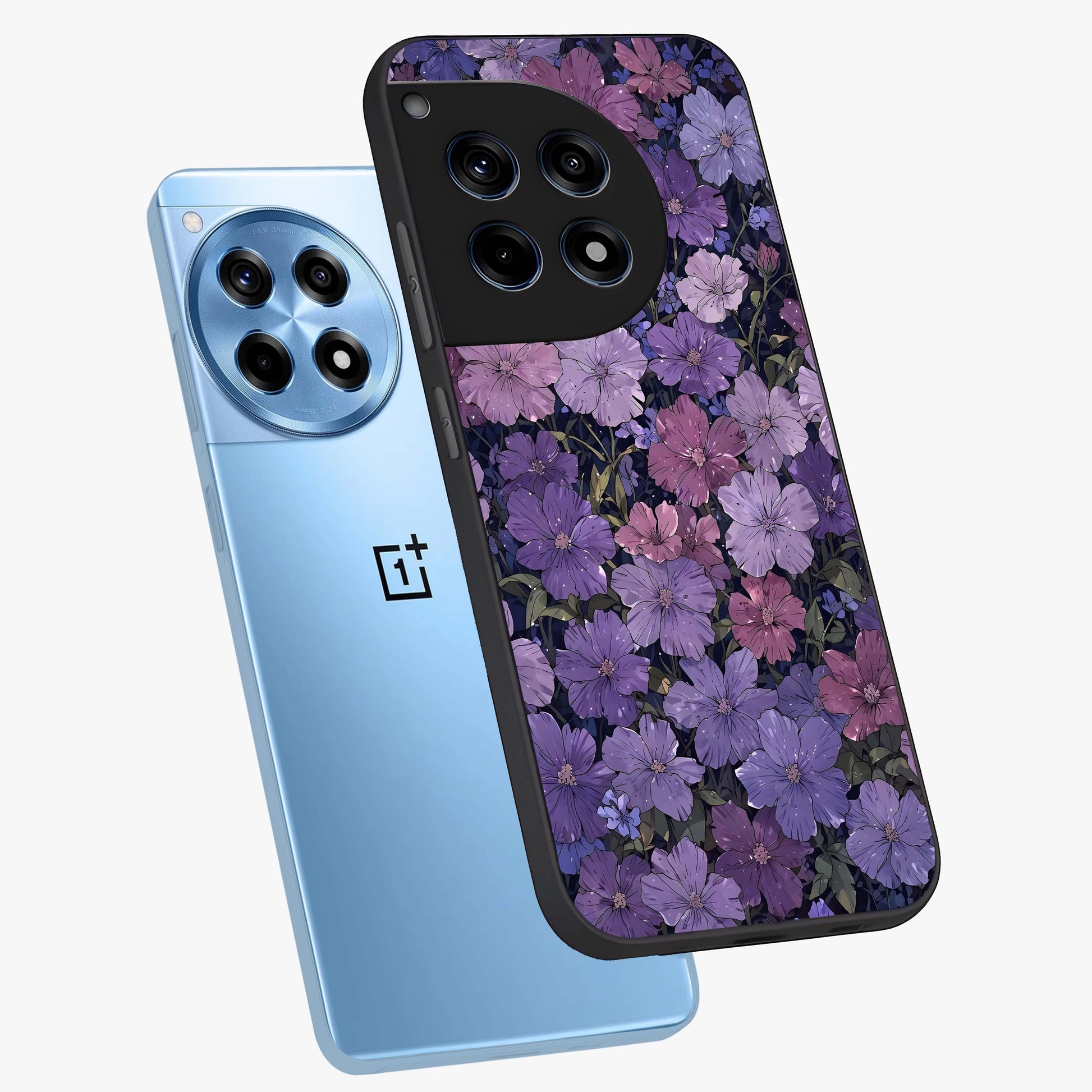 Velvet Bloom Tapestry Glass Case for 1+12R angled mockup showcasing glossy finish and deep velvet tones