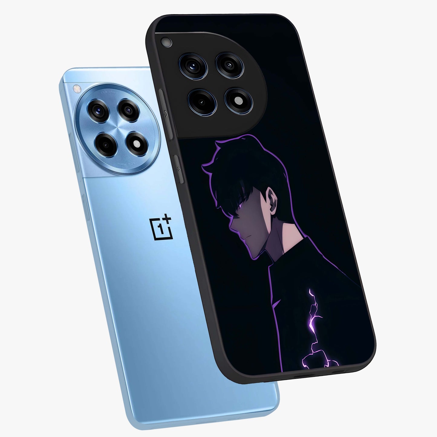 Void Lightning Phantom Glass Case for 1+12R angled mockup showcasing glossy finish and high contrast detailing