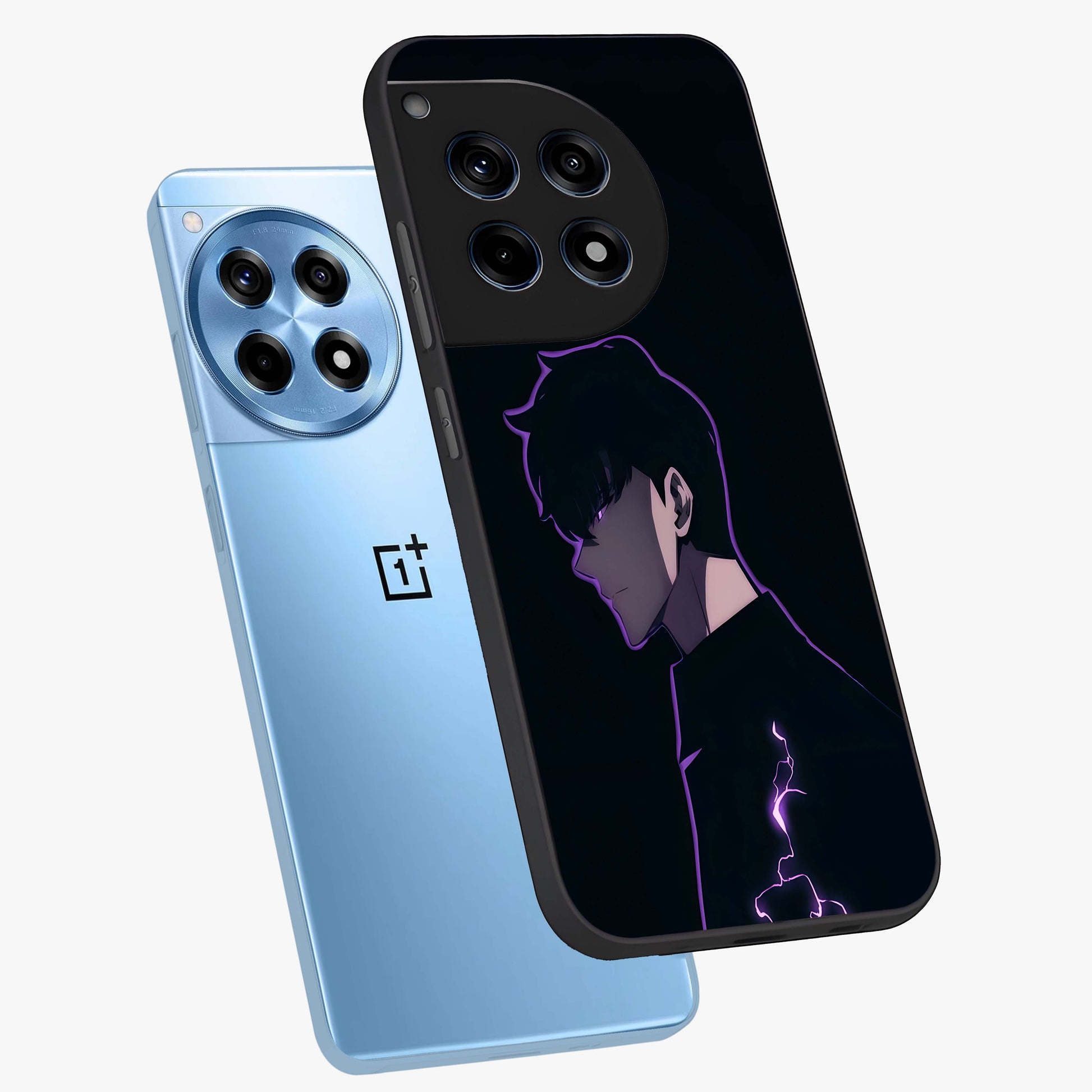 Void Lightning Phantom Glass Case for 1+12R angled mockup showcasing glossy finish and high contrast detailing