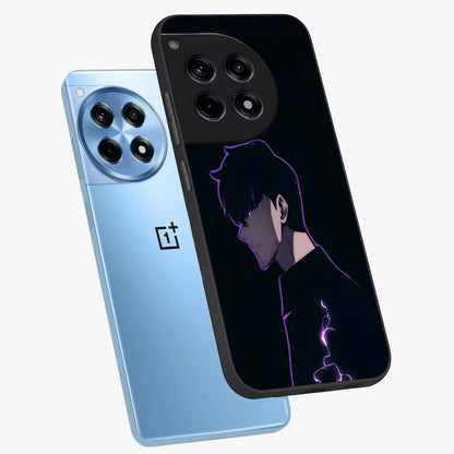 Void Lightning Phantom Glass Case for 1+12R angled mockup showcasing glossy finish and high contrast detailing