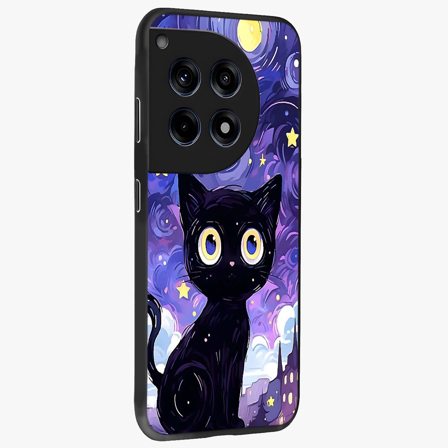 Abstract Cat Art Glass Case for 1+12R stylish side perspective highlighting bold abstract artwork details