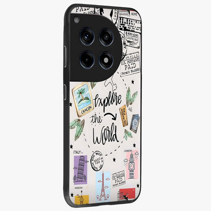Adventure Awaits Art Glass Case for 1+12R side perspective highlighting motivational travel graphic details