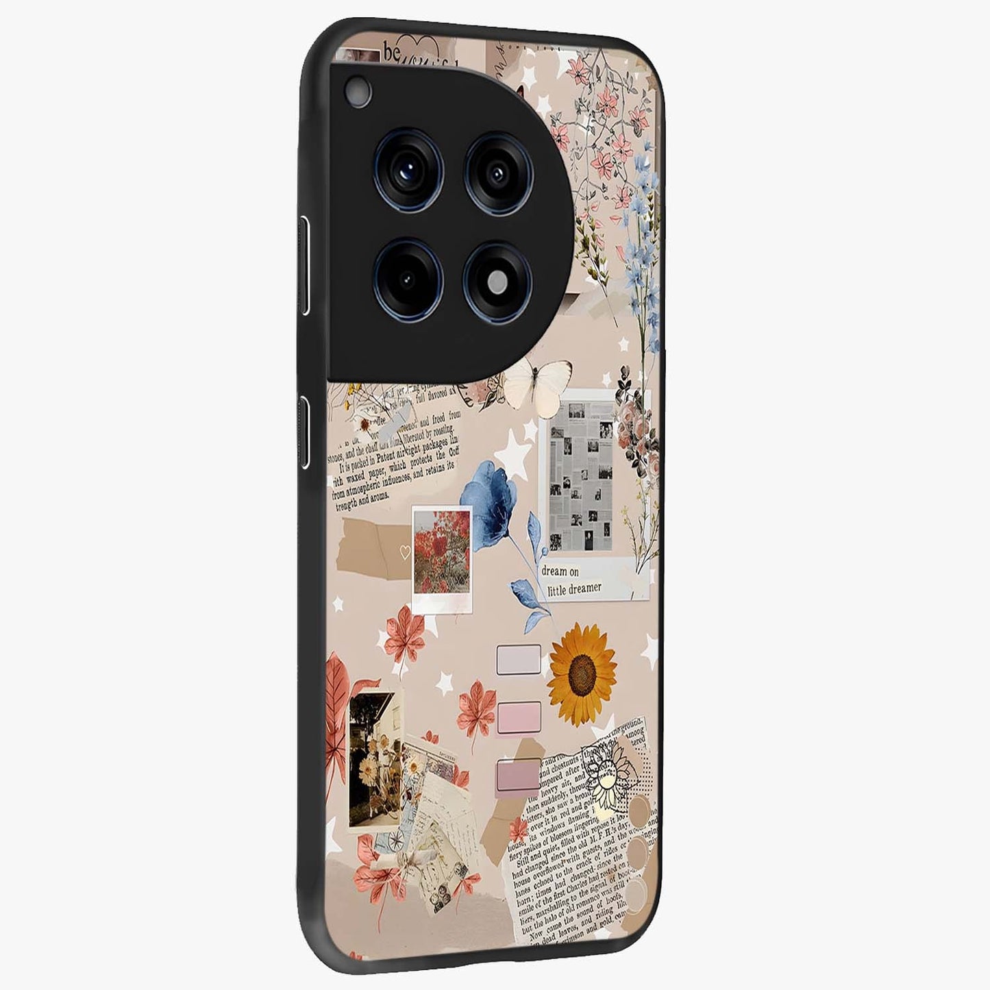 Aesthetic Butterfly Glass Case for 1+12R side perspective highlighting premium edges and butterfly illustration