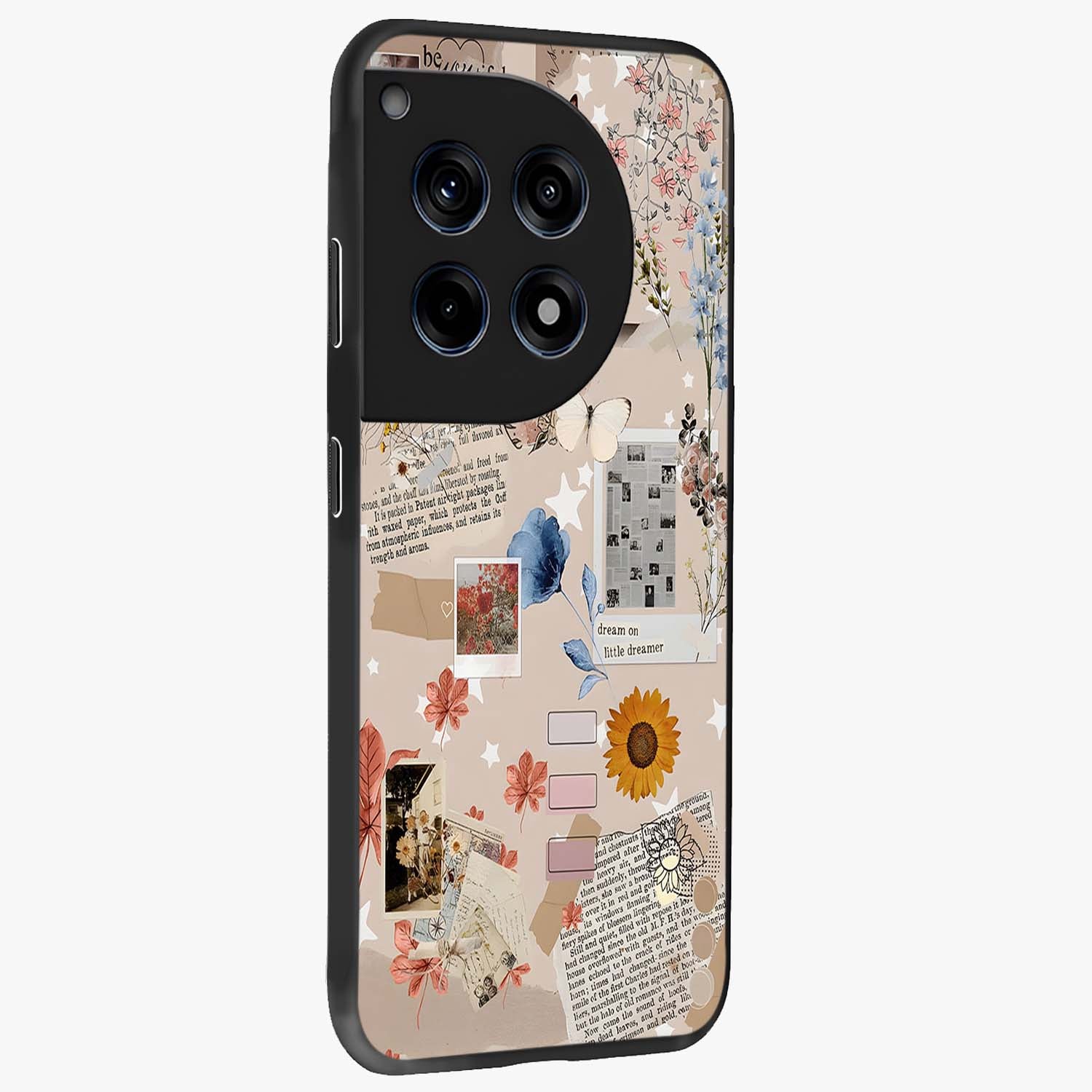 Aesthetic Butterfly Glass Case for 1+12R side perspective highlighting premium edges and butterfly illustration