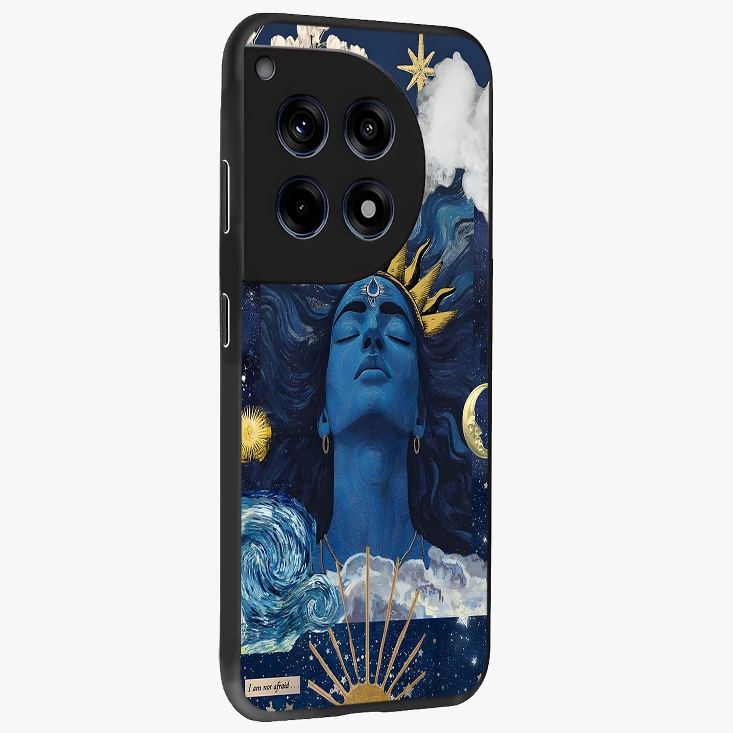 Aesthetic Lord Shiva Glass Case for 1+12R side perspective highlighting vibrant devotional illustration details