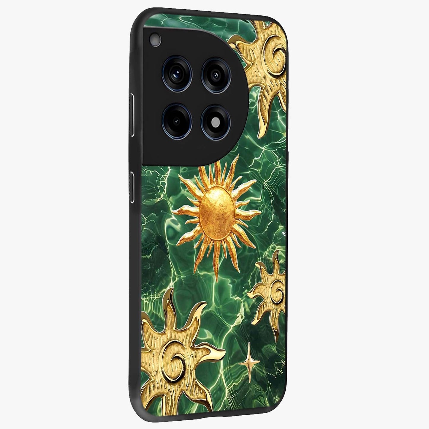 Aqua Sun Mirage Glass Case for 1+12R side perspective highlighting bold mirage style design details