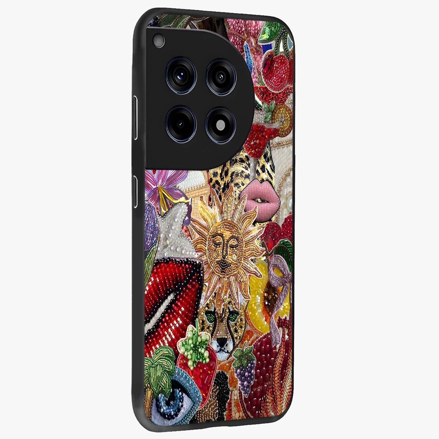 Beaded Fashion Jungle Glass Case for 1+12R side perspective highlighting rich bead detailing and premium edges