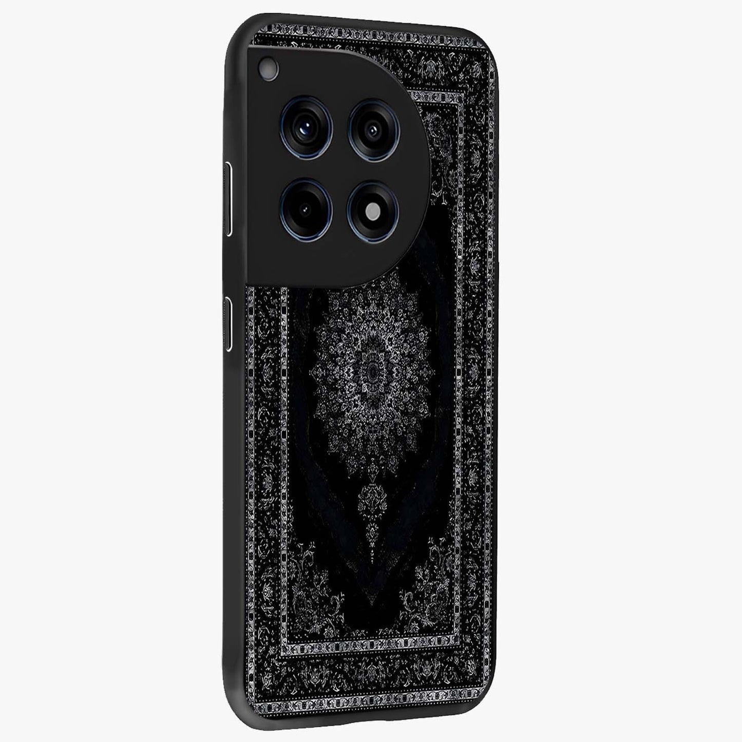 Black Persian Carpet Glass Case for 1+12R side perspective highlighting classic pattern textures and premium build