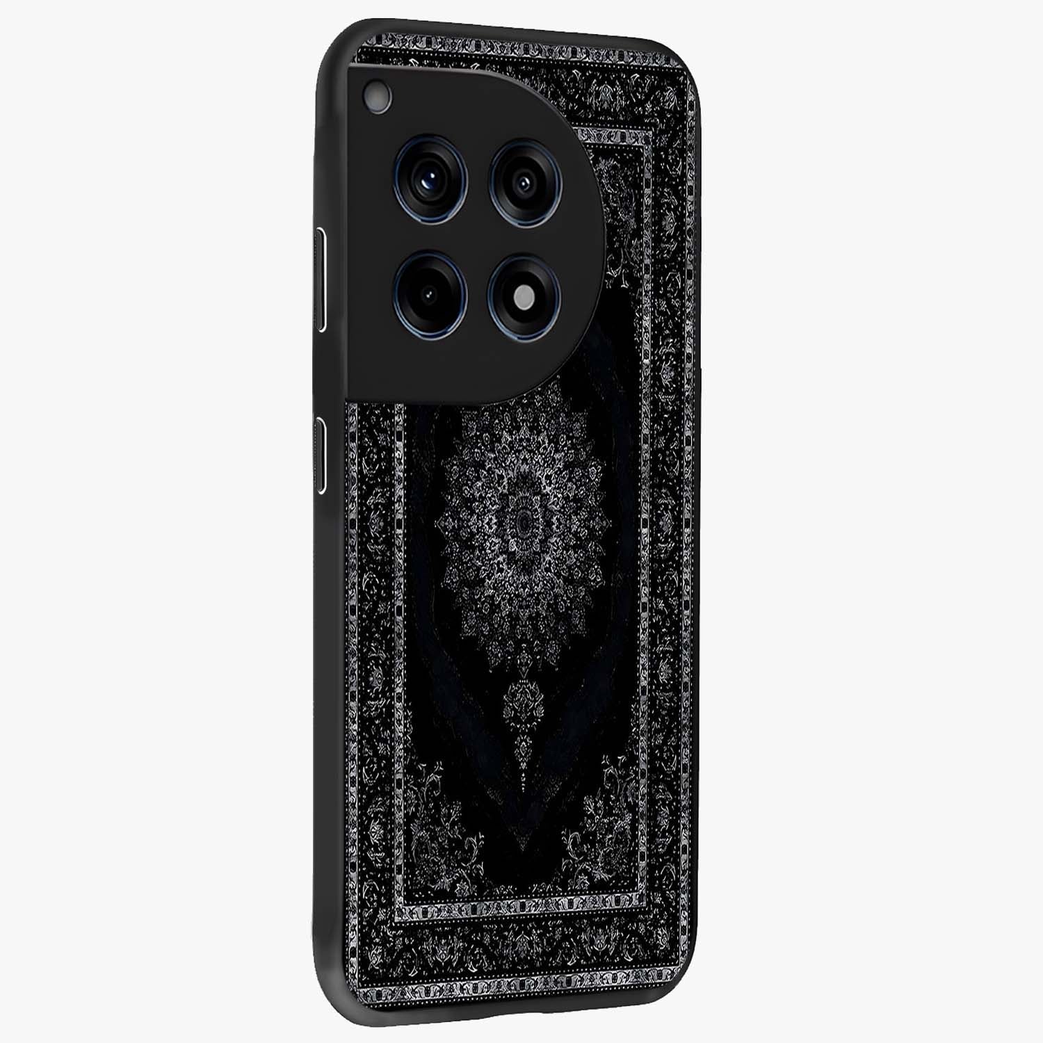 Black Persian Carpet Glass Case for 1+12R side perspective highlighting classic pattern textures and premium build
