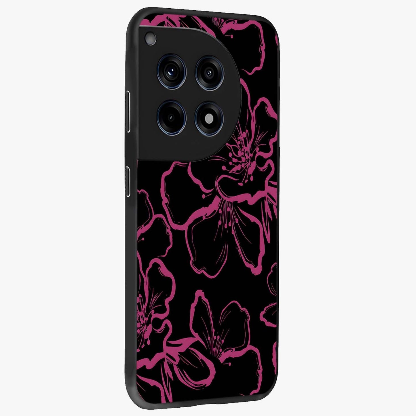 Black Violet Sketch Garden Glass Case for 1+12R side perspective highlighting elegant sketch detailing and premium finish