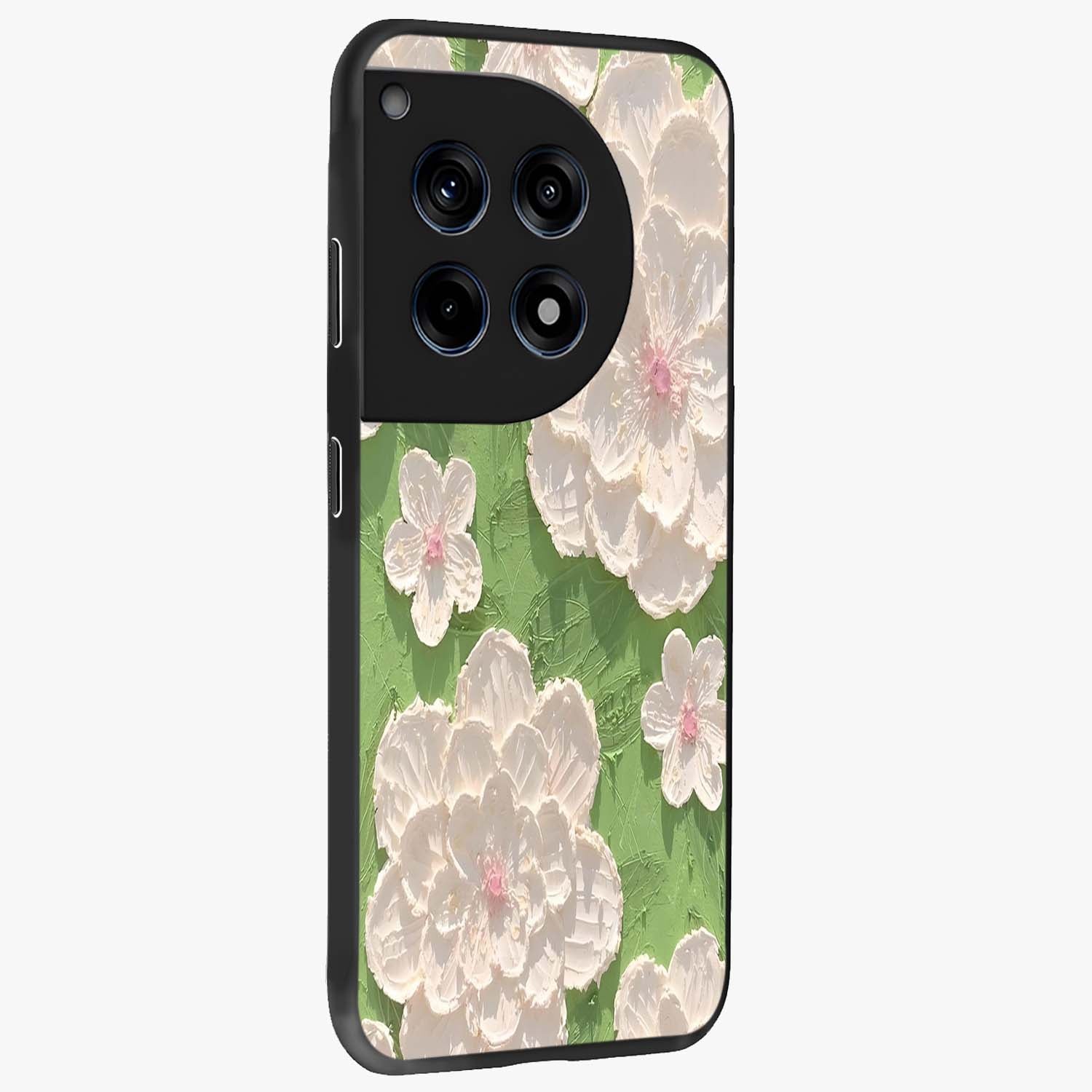 Blossom Meadow Dreams Glass Case for 1+12R side perspective highlighting serene floral design and smooth edges