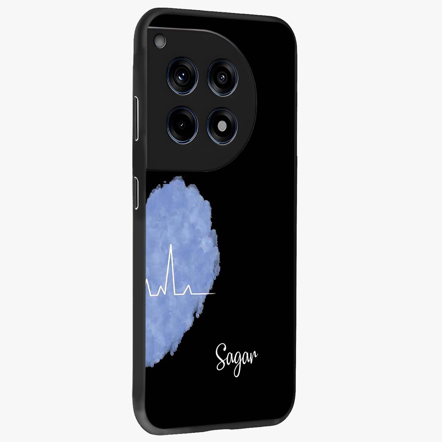Blue Pulse Bond Glass Case for 1+12R side perspective highlighting sleek edges and modern blue detailing
