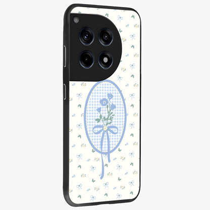 Blue Ribbon Bloom Glass Case for 1+12R side perspective highlighting graceful floral design and premium edges