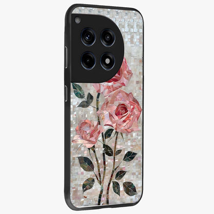 Blush Luxe Bloom Glass Case for 1+12R side perspective highlighting elegant floral textures and sleek edges