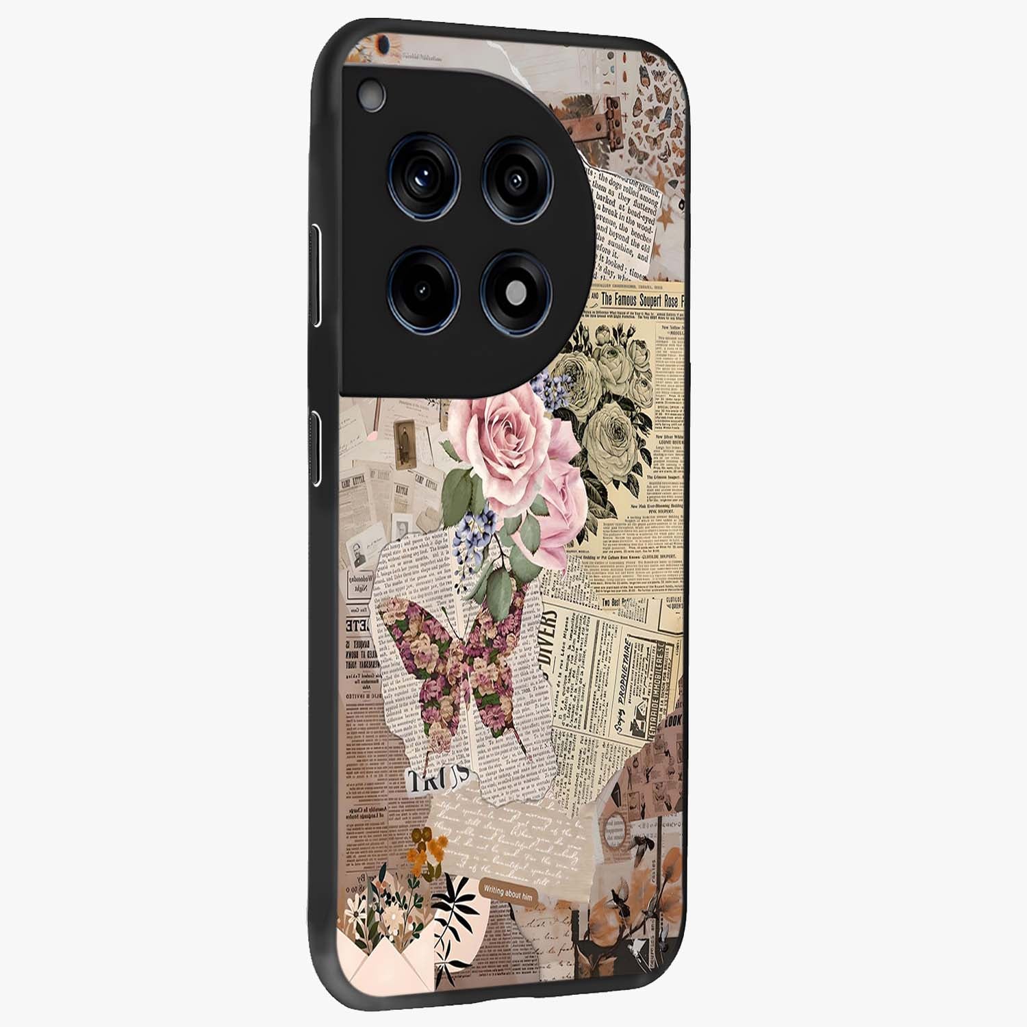 Butterfly News Bloom Glass Case for 1+12R side perspective highlighting intricate bloom details and premium finish