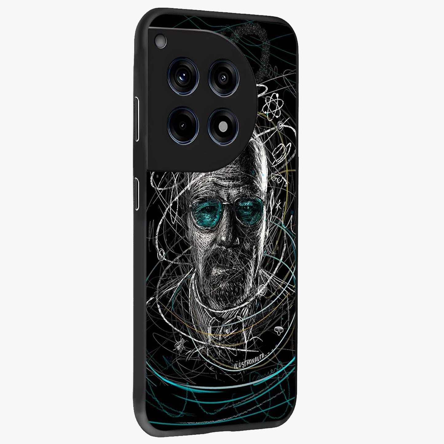 Chaotic Mind Genius Glass Case for 1+12R side perspective highlighting creative detailing and premium edge finish